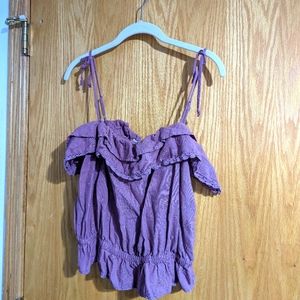 American Eagle cute tank blouse top eyelets lilac light purple